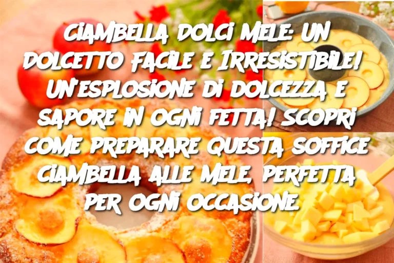 Ciambella Dolci Mele: Un Dolcetto Facile e Irresistibile!  Un'esplosione di dolcezza e sapore in ogni fetta! Scopri come preparare questa soffice ciambella alle mele, perfetta per ogni occasione.