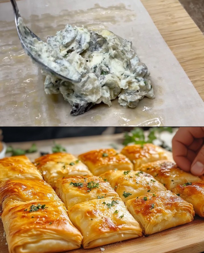 Fagottini croccanti di pasta fillo con cuore di melanzane, ricotta e feta: una delizia mediterranea