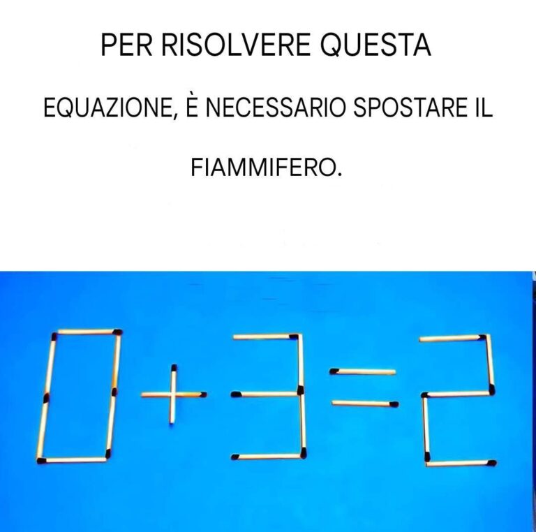 Riesci a risolvere questa equazione spostando solo un fiammifero?