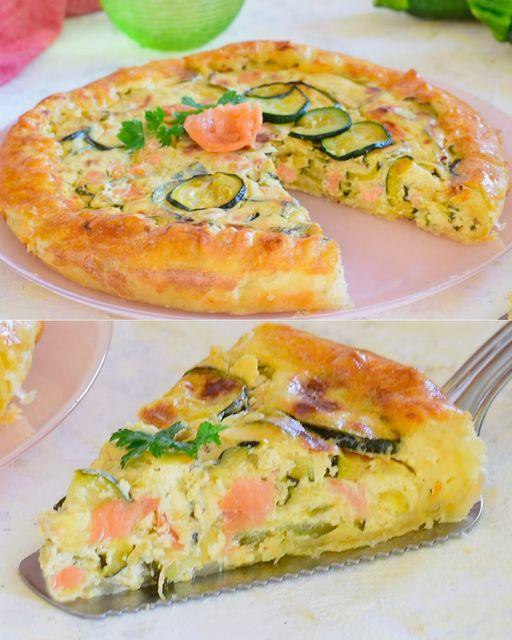 Torta Rustica di Pasta Sfoglia con Zucchine, Salmone e Formaggio: Un Trionfo di Gusto in Tavola