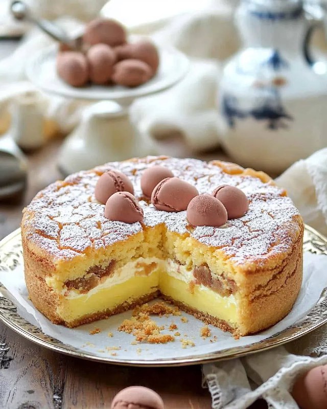 Torta della Nonna con Crema e Amaretti: il Dolce dal Cuore Morbido e Croccante"