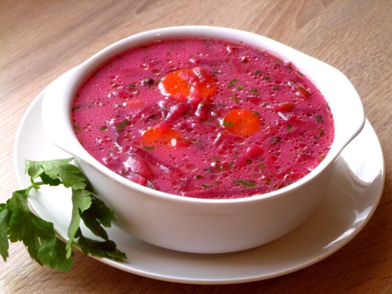 Borscht Cremoso alla Barbabietola e Cetriolini: La Zuppa Rosa che Scalda il Cuore 