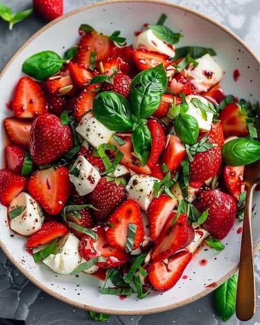 Caprese d’Amore: Fragole, Mozzarella e Balsamico per un’Esplosione di Freschezza" 