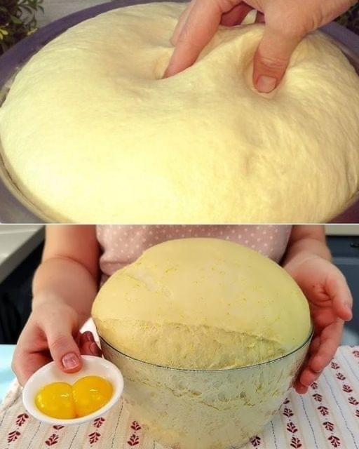 Impasto sempre soffice secondo la ricetta francese. Mescolare con latte caldo e aggiungere un cucchiaio di aceto di mele.