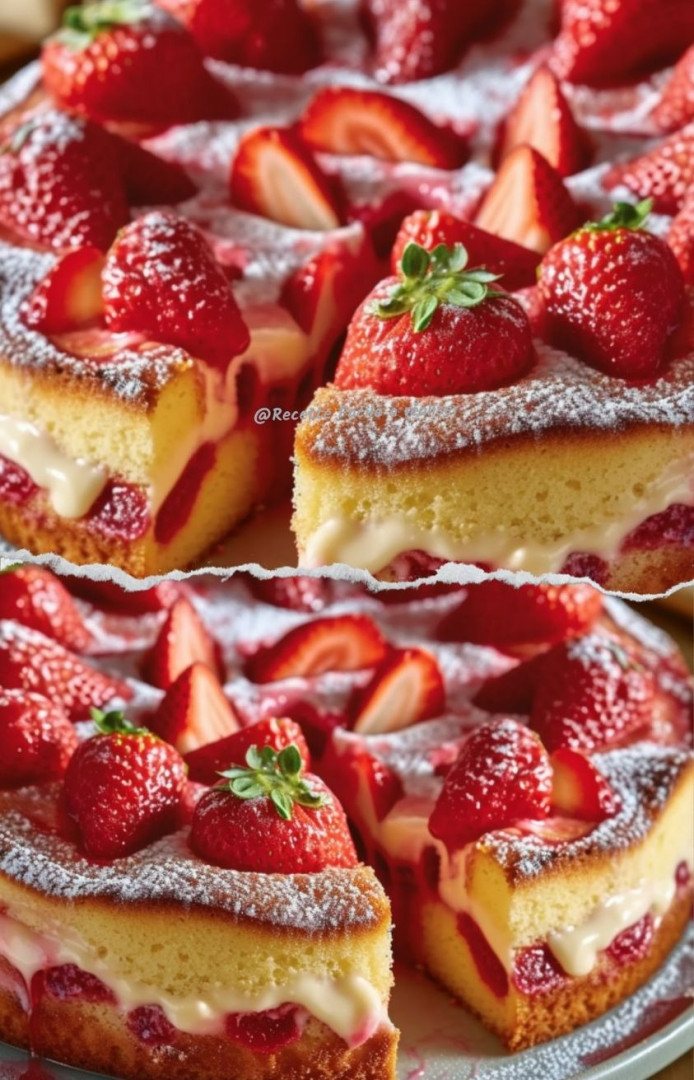Dolce Abbraccio di Fragole: Torta Soffice allo Yogurt Greco e Mandorle”