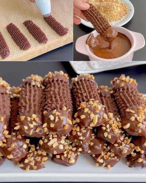 Biscotti Cuore di Cacao: Delizie con Bastoncini di Cioccolato e Mandorle”