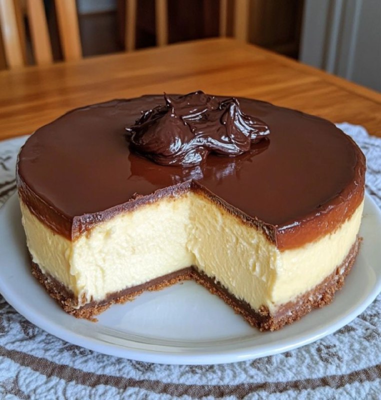 New York Chocolate Dream: Cheesecake al Cioccolato Fondente su Crema alla Vaniglia