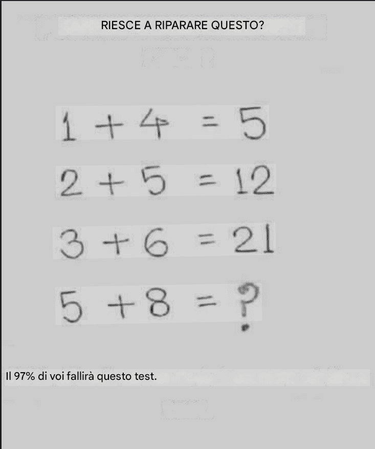 Un problema di matematica lascia perplessi gli utenti di Internet