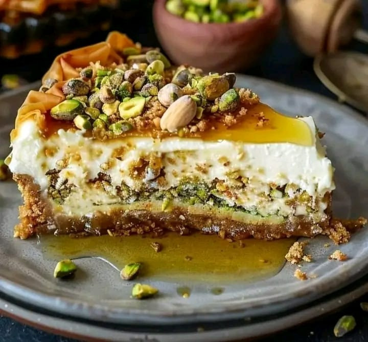 Cheesecake Baklava al Miele e Pistacchi: Un Dolce Incontro tra Oriente e Occidente