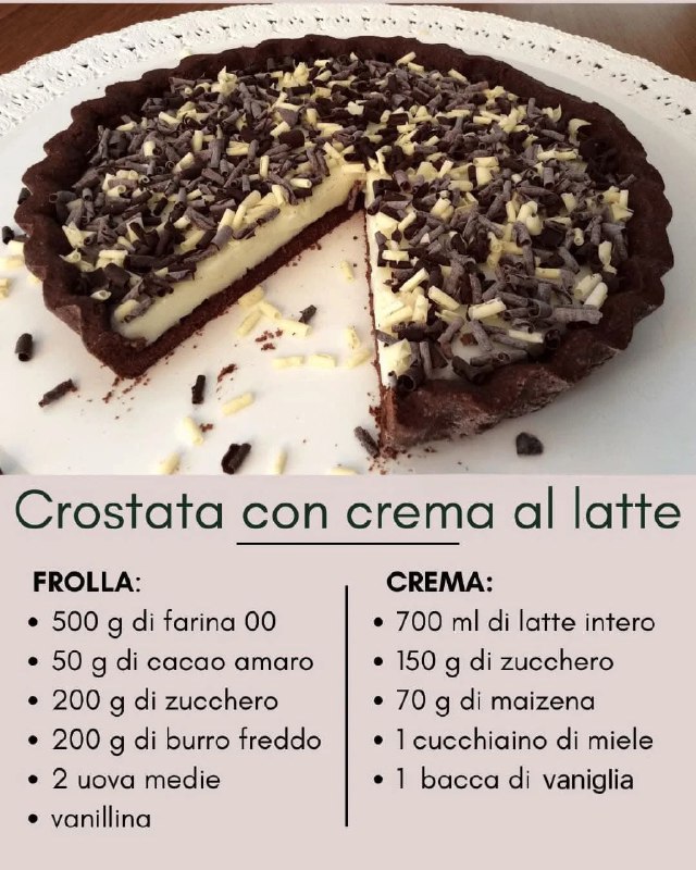 Crostata golosa al latte su frolla al cacao: un abbraccio cremoso di bontà”
