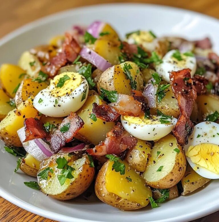 Delizia Contadina: Insalata di Patate Rustica con Pancetta Croccante e Uova di Fattoria