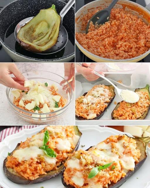 Melanzane ripiene di riso al forno: un antipasto semplice ma irresistibile