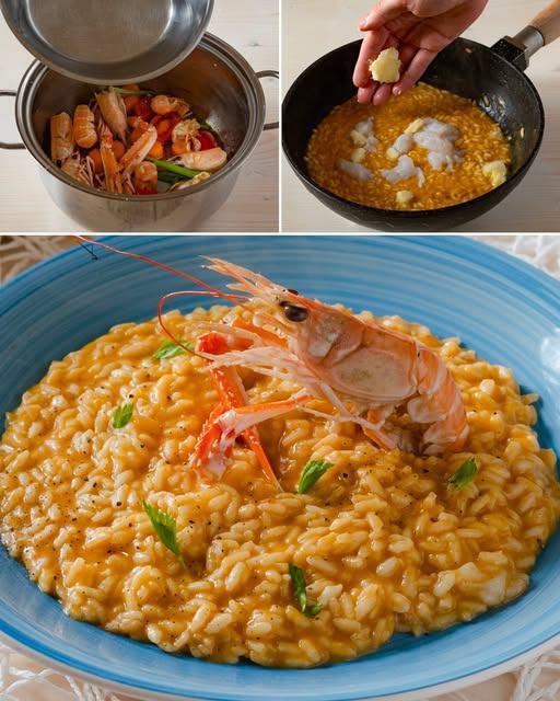 Risotto agli Scampi con Bisque al Limone: Un Capolavoro Cremoso dal Sapore di Mare"