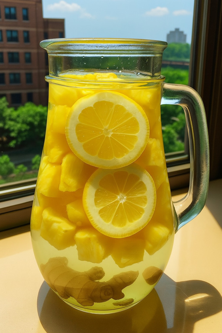 Bevanda detox ananas, limone e zenzero: il segreto naturale per una pancia più leggera”