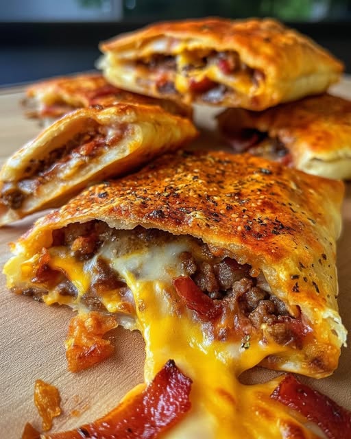 Tasche di Pizza alla Pancetta e Cheddar Fuso: Lo Snack che Conquista Tutti