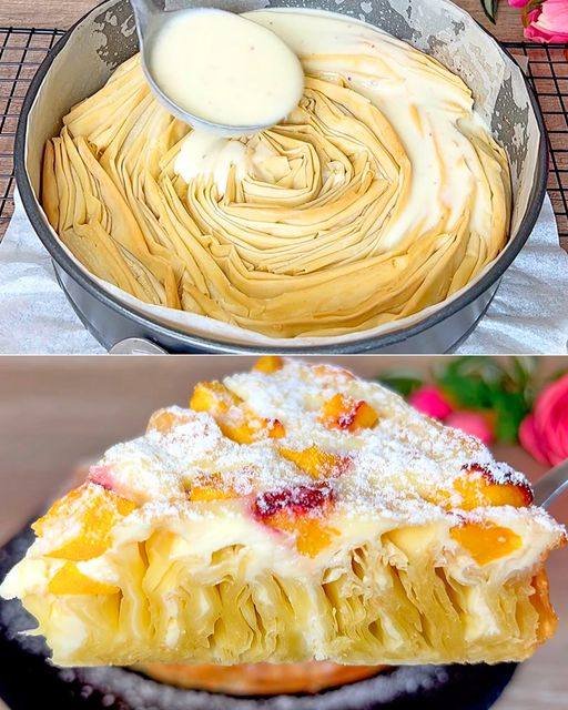 Torta di Pasta Filo con Panna e Pesche: il Dolce che Sorprende con Semplicità