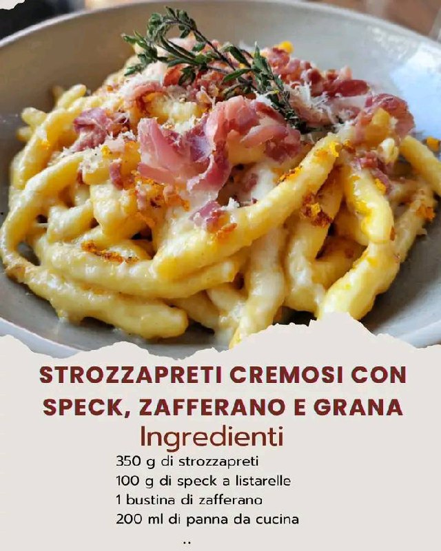 Strozzapreti Cremosi allo Zafferano con Speck Croccante e Grana: un Primo da Ristorante
