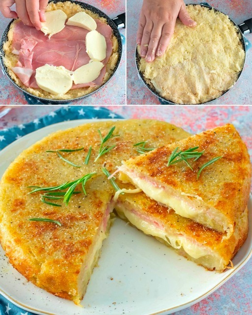 Frittata di patate ripiena al cuore filante – la cena perfetta in soli 20 minuti!