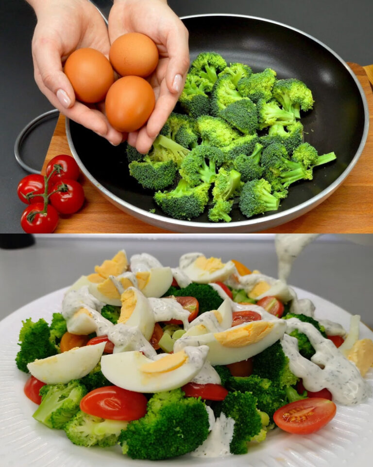 Insalata fresca di broccoli e pomodorini con salsa cremosa allo yogurt