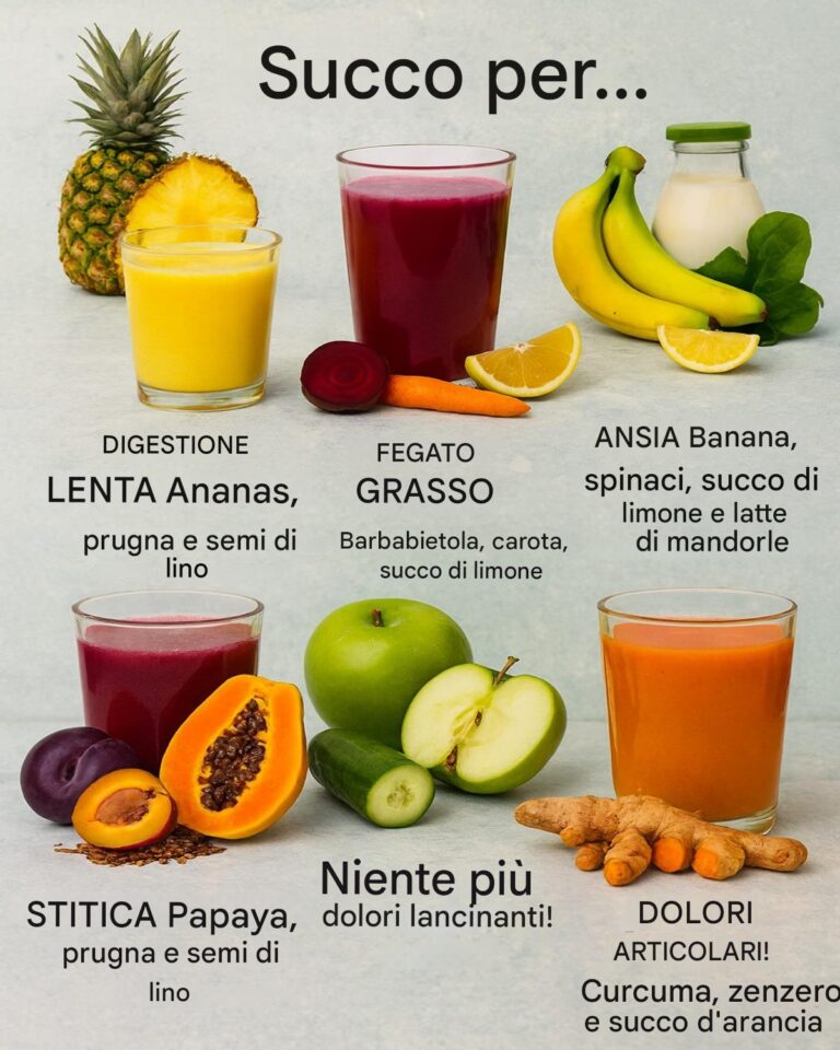 "Succo per la digestione, fegato grasso, ansia, stitichezza, pressione alta e dolori articolari