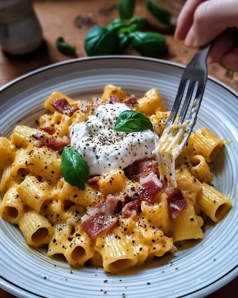 Pasta con Crema di Noci, Pancetta Croccante e Burrata Cremosa: Un Capolavoro di Gusto Italiano”