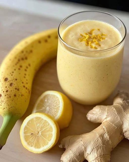 Frullato di banana, limone e zenzero Bevanda rinfrescante ed energizzante