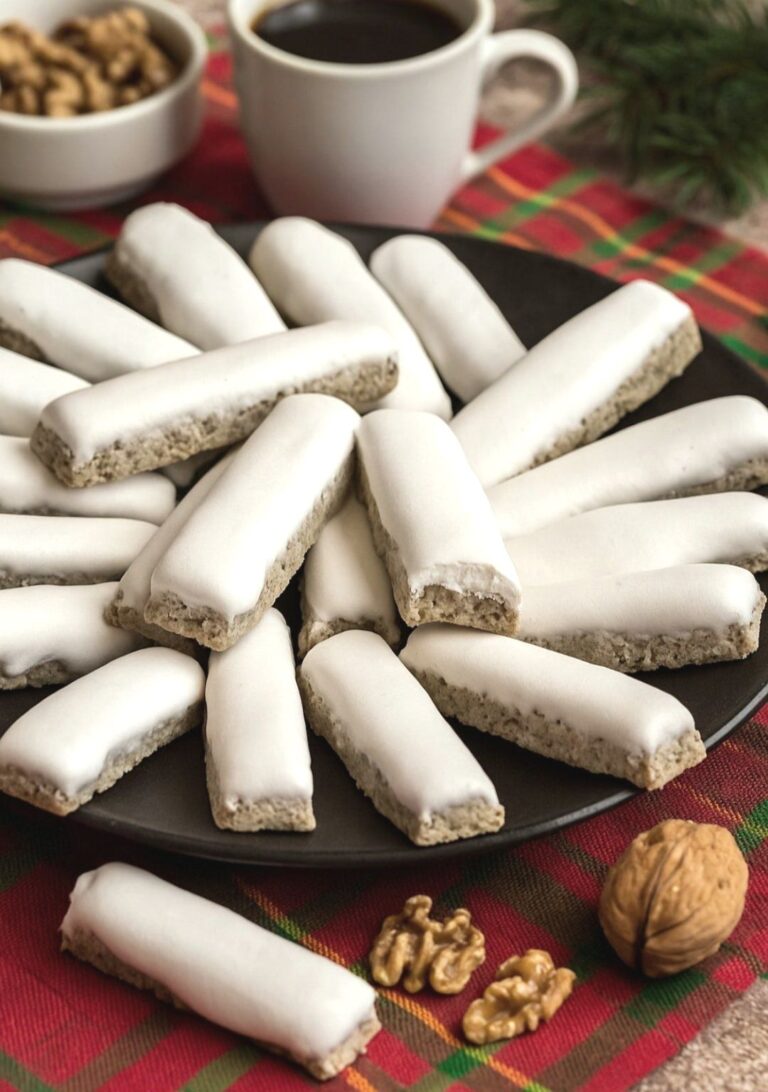 Fette o bastoncini di noci con albumi cotti al forno, uno dei dolcetti preferiti delle feste