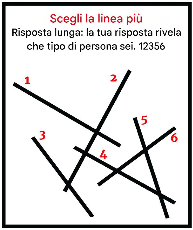 Scegli la riga più lunga; la tua risposta rivelerà che tipo di persona sei.