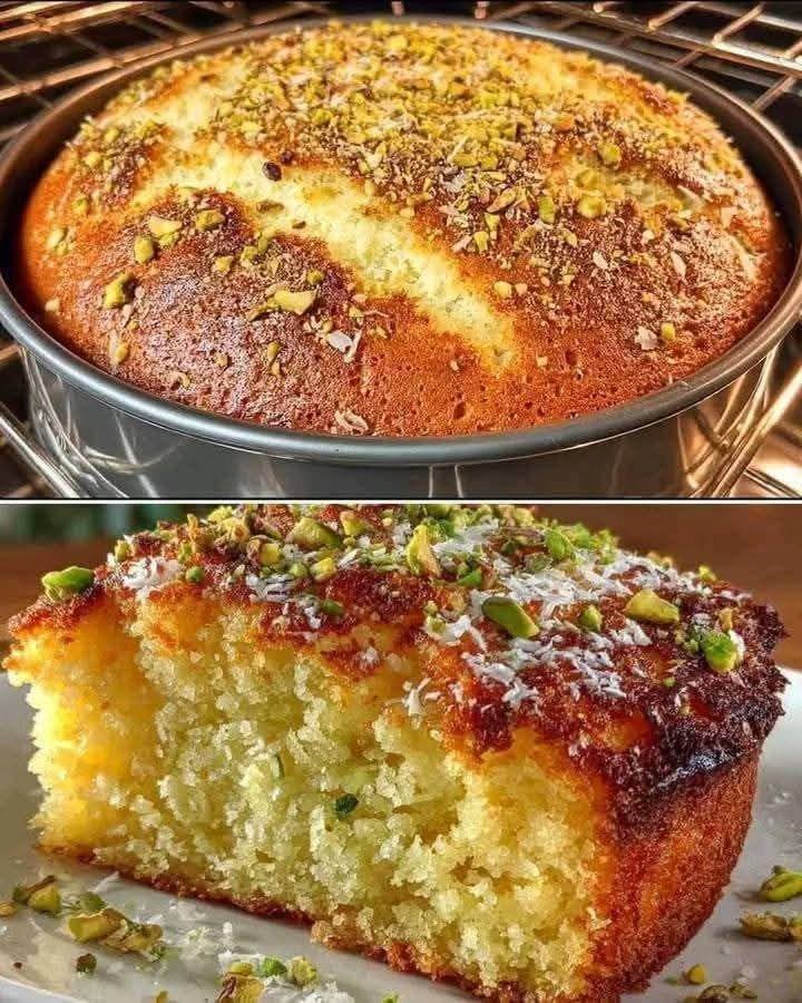 Torta morbida di semola bagnata (con pistacchi e cocco)