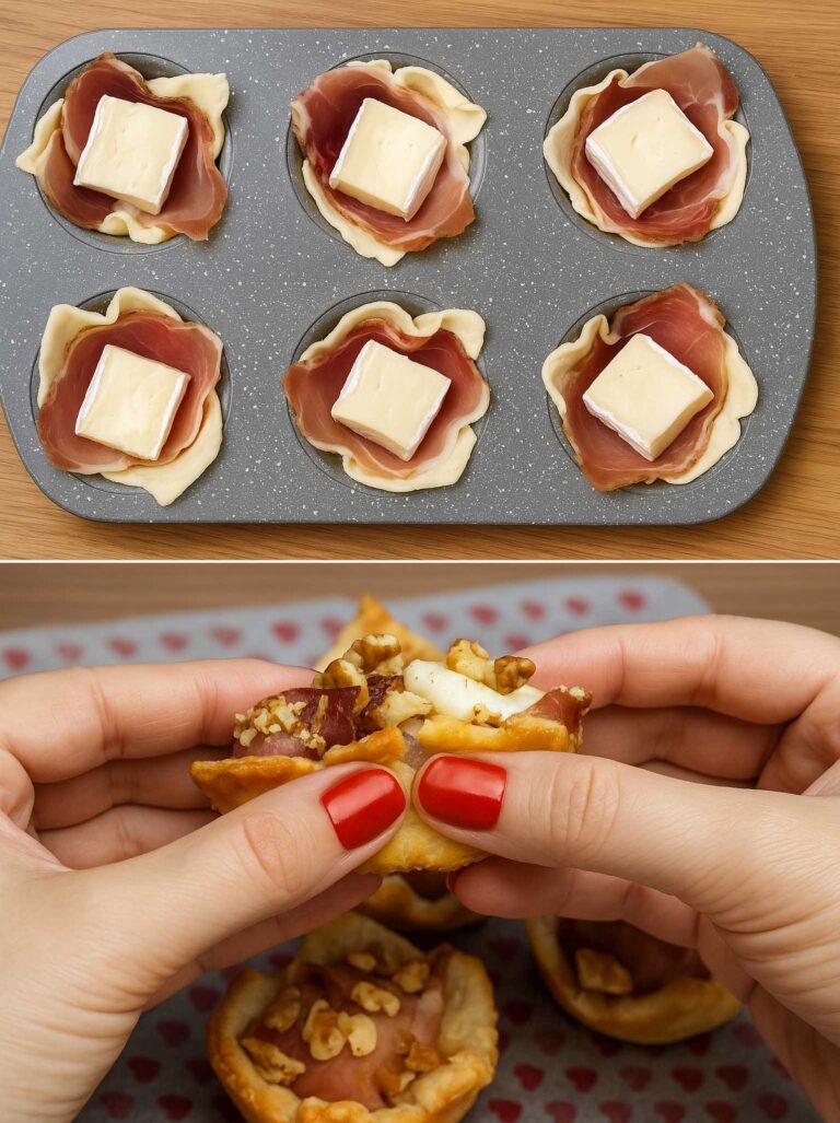 Solo 3 ingredienti e 15 minuti! I cestini di sfoglia con speck e brie che preparo sempre a Natale, li preparo ogni anno e non ne resta mai neanche uno