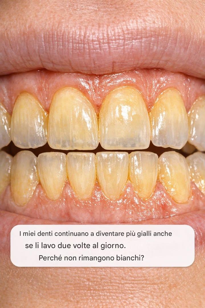 I miei denti continuano a diventare più gialli anche se li lavo due volte al giorno. Perché non rimangono bianchi?