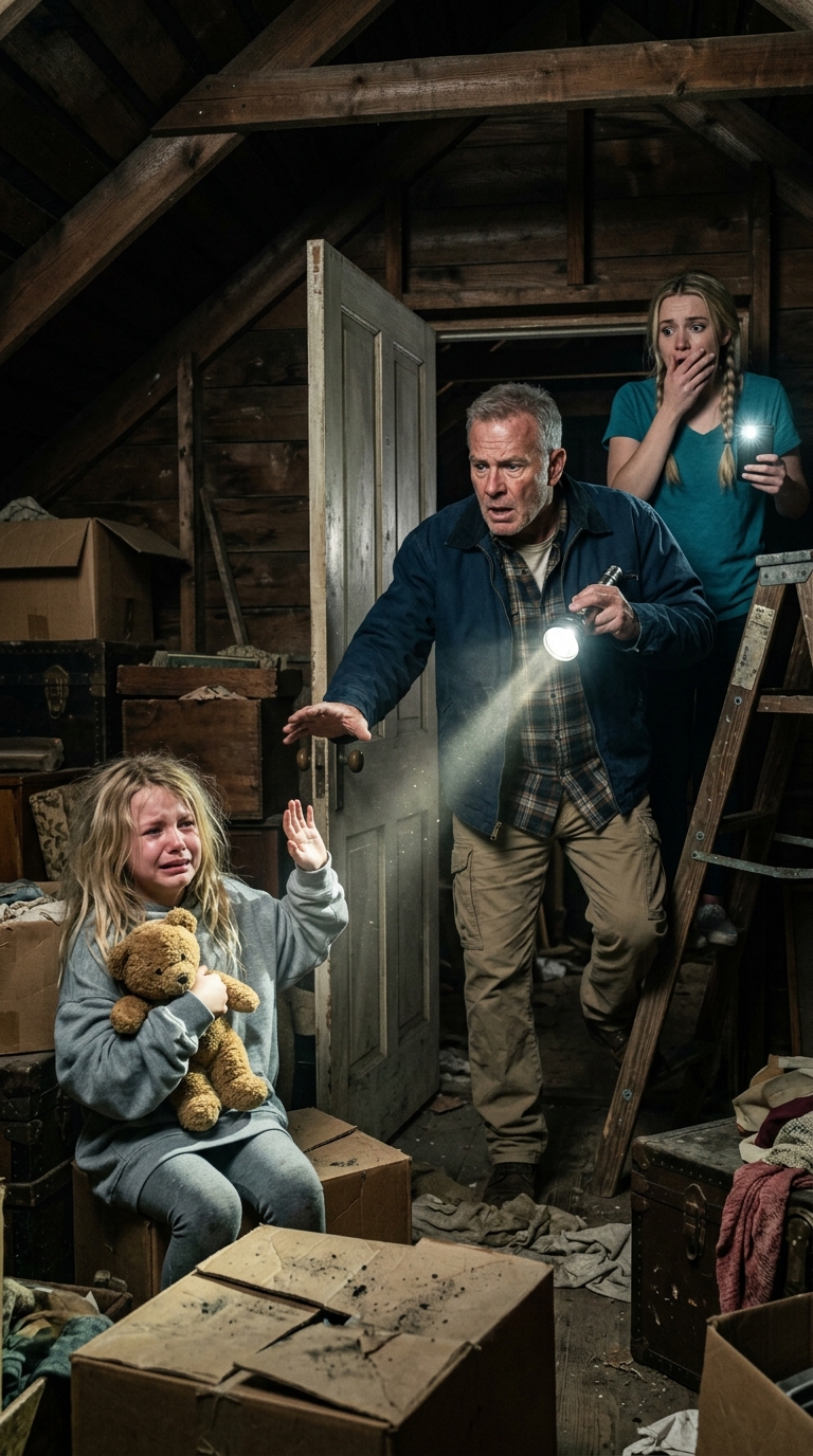 Ho assunto una donna delle pulizie per la casa di mio figlio mentre lui e sua moglie, un'influencer, erano in vacanza alle Hawaii. Un'ora dopo, mi ha sussurrato: "Signore... qualcuno sta piangendo in soffitta, e non è la TV". Sono un assistente sociale in pensione, quindi ho guidato come se ne andasse della mia vita, aspettandomi un ladro o un tubo rotto... ma il suono era debole, tremolante e umano. Quando ho abbassato la scala per la soffitta, la casa è piombata nel silenzio più totale, finché quei singhiozzi non sono ricominciati da un armadio di legno in un angolo. Ho aperto la porta... e una bambina mi ha guardato e mi ha sussurrato: "Per favore... non dirlo a Dennis".