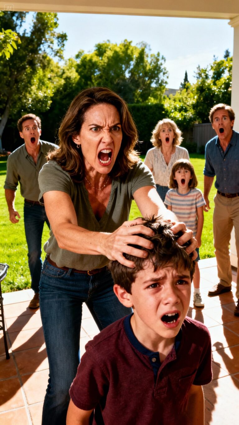 Mia sorella trascinò mio figlio per i capelli in giro per il cortile, urlando: "Quel moccioso mi ha rovinato il vestito!". La mamma rise e disse: "Se l'è meritato. Deve imparare qual è il suo posto". Papà si unì a lei, ridacchiando: "Dovrebbe scusarsi per il solo fatto di esistere". Io non dissi nulla, mi limitai ad aiutare mio figlio ad alzarsi, ad asciugargli le lacrime e a portarlo a casa. La mattina dopo, il vialetto di casa era pieno di auto della polizia. Si scoprì che quel "moccioso" era il proprietario della casa in cui vivevano, grazie a un fondo fiduciario che il suo defunto nonno aveva lasciato *a* mio nome.