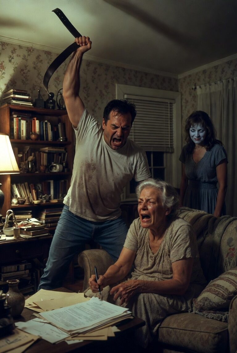 Mio figlio mi ha afferrato una cintura per costringermi a firmare una procura al suo nome. Mia nuora ha riso, dicendo: “Ora tutto sarà nostro”. Poi qualcuno ha suonato il campanello. Quando ha aperto la porta si è bloccata per un secondo… e poi ha iniziato a urlare in preda al panico…