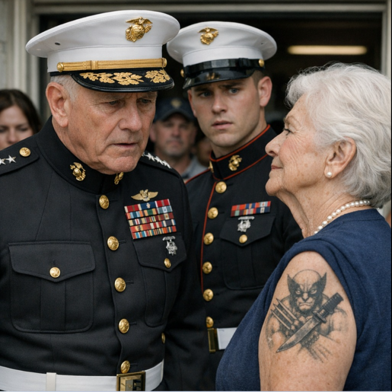 Pubblicità Era venuta per assistere alla cerimonia di laurea del nipote, finché il comandante del Corpo dei Marines degli Stati Uniti non ha notato il suo tatuaggio ed è rimasto paralizzato...
