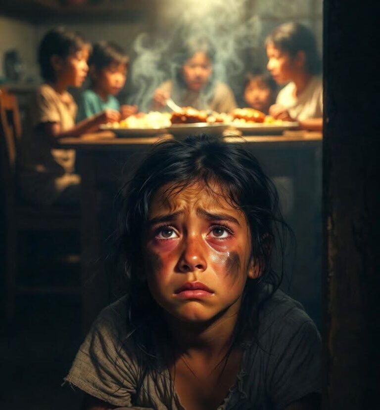 Non mi chiamavano mai per i pasti. Dal mio angolo, guardavo i miei fratelli divorare piatti fumanti di cibo. Il tavolo di legno scricchiolava a ogni spinta e a ogni scoppio di risate. 😔😔😔😔😢